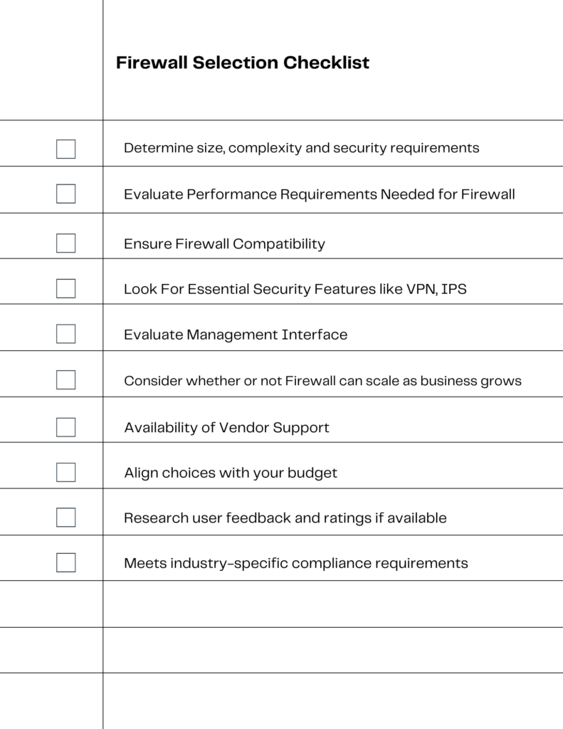 Firewall Selection Checklist