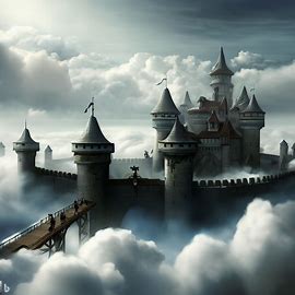 A castle in a cloud. analogy to cloud endpoint protection
