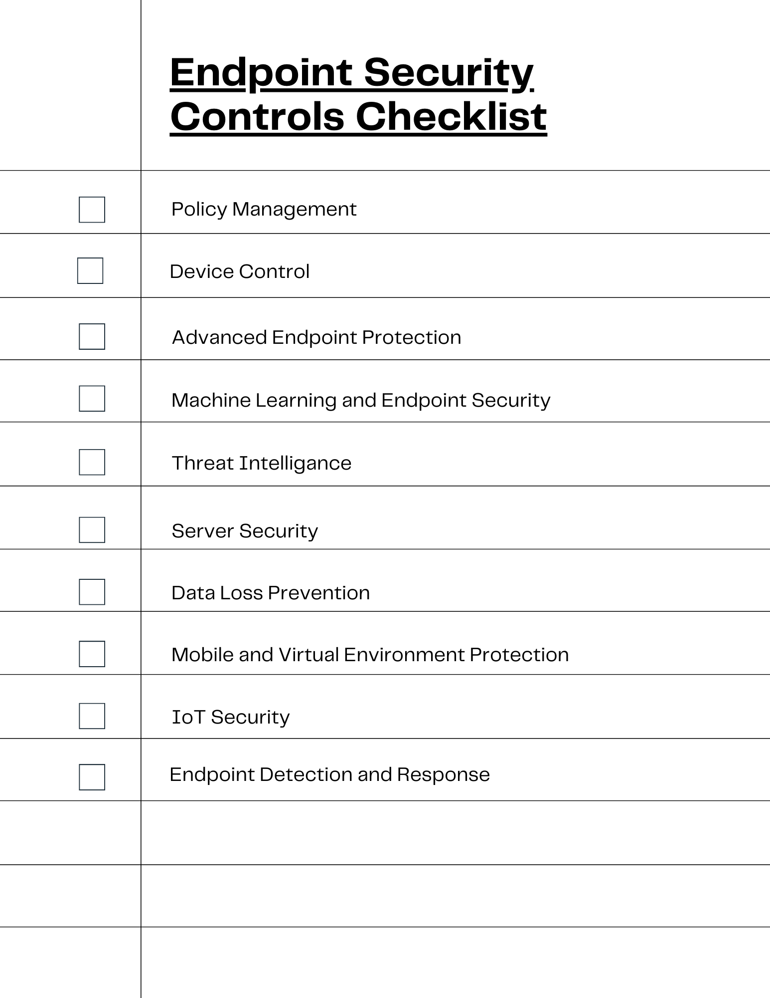 Endpoint Security Controls Checklist