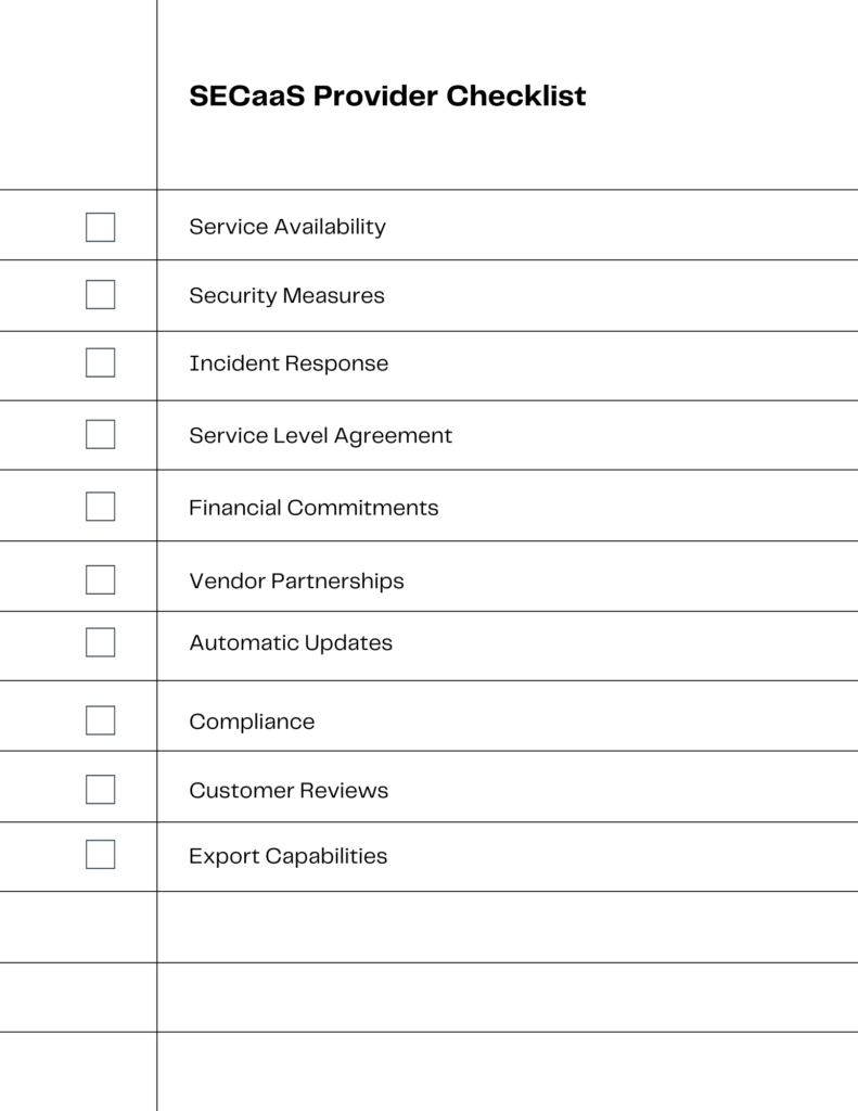 SECaaS Provider Checklist