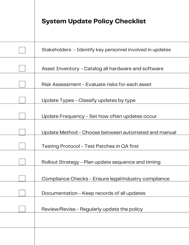 System Update Policy Checklist