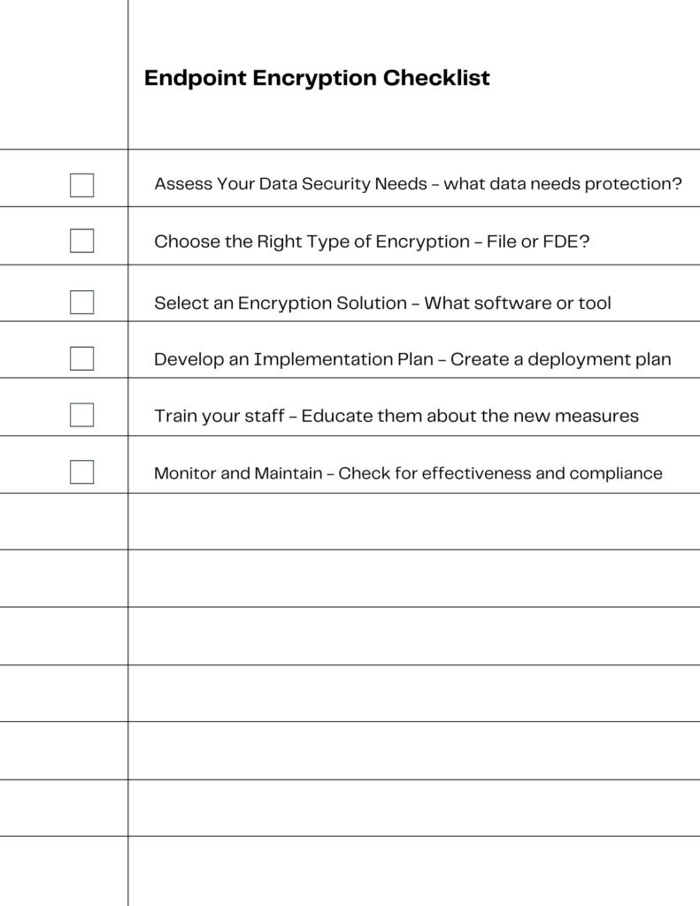 Endpoint Encryption Checklist